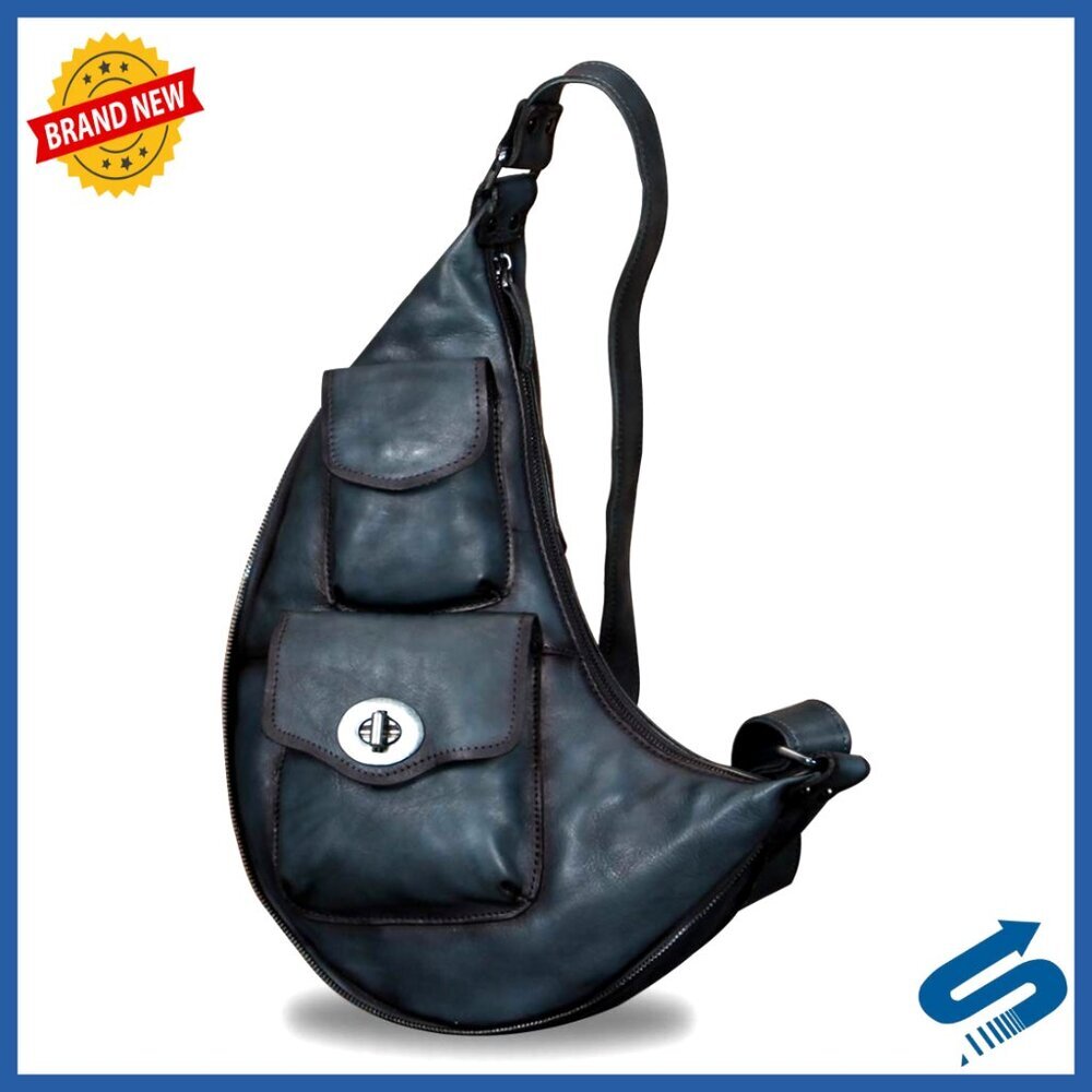 Genuine Leather Sling Backpack Crossbody Bag Unisex Shoulder Fit